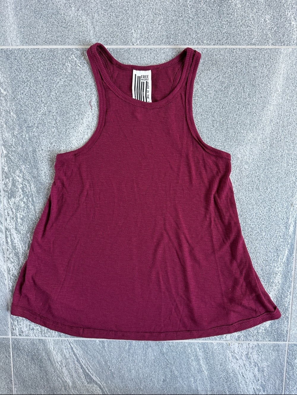 NWOT Free People Lightweight Flowy Ribbed Racerback Burgundy Long Beach Tank XS - Picture 2 of 16